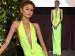 Zendaya commands attention in a plunging neon green gown at steamy tennis film Challengers premiere afterparty in LA