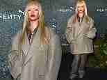 Rihanna debuts a dramatic blonde fringe as singer makes a style statement in an oversized wool blazer at the launch of her new Fenty X PUMA trainer collaboration