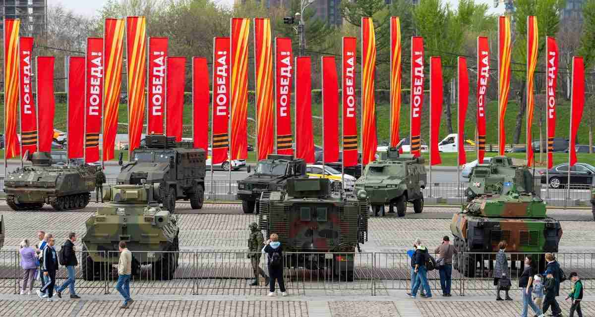 Putin puts captured British armoured cars and American tanks on display after they were captured in Ukraine